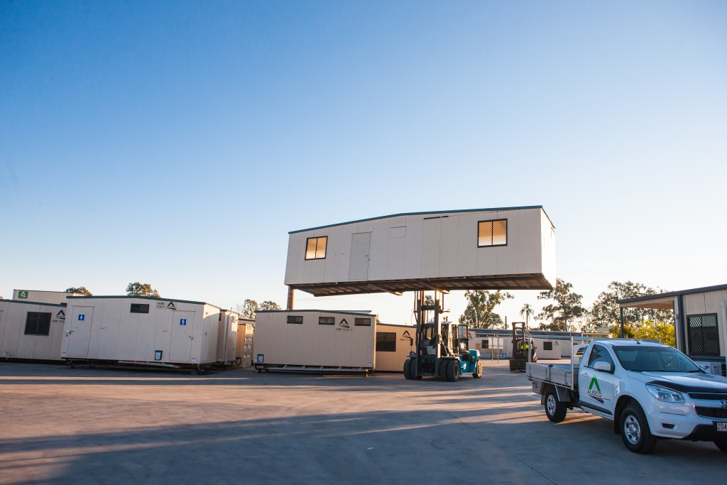 Ausco Hire Building on a forklift