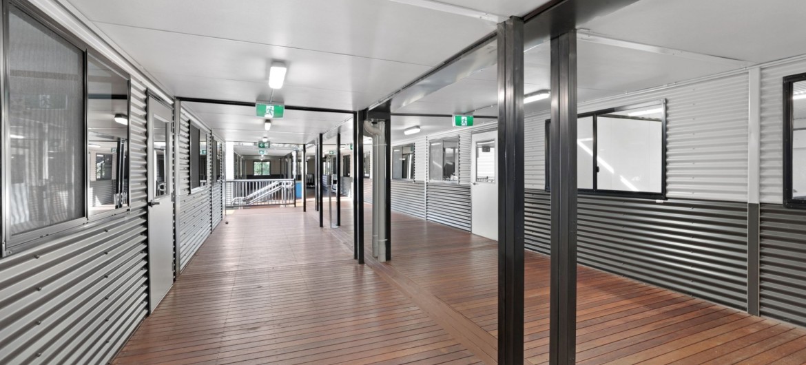 Large deck connecting the classrooms