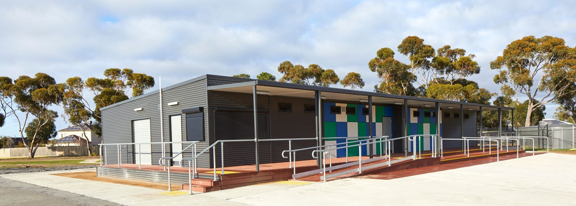 Exterior of Sports Buildings with Wheelchair Ramp